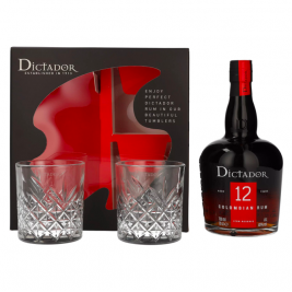 Dictador 12 Years Old ICON RESERVE Colombian Rum 40% Vol. 0,7l dovanų dėžutėje su 2 taurėmis