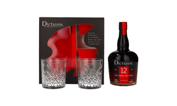 Dictador 12 Years Old ICON RESERVE Colombian Rum 40% Vol. 0,7l dovanų dėžutėje su 2 taurėmis