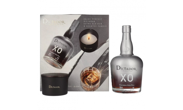 Dictador XO INSOLENT Colombian Aged Rum 40% Vol. 0,7l dovanų dėžutėje su žvake