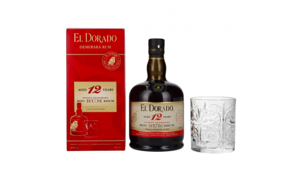 El Dorado 12 Years Old Finest Demerara Rum 40% Vol. 0,7l dovanų dėžutėje su taure