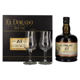 El Dorado 15 Years Old Finest Demerara Rum SPECIAL RESERVE 43% Vol. 0,7l dovanų dėžutėje su 2 taurėmis