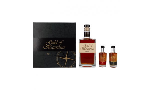 Gold of Mauritius Gift Set 40% Vol. 0,7l dovanų dėžutėje + 2x0,05l