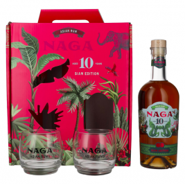 Naga 10 Years Old Asian Rum SIAM EDITION 40% Vol. 0,7l dovanų dėžutėje su 2 taurėmis