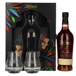 Ron Zacapa Centenario 23 SISTEMA SOLERA Gran Reserva Limited Edition Design 40% Vol. 0,7l dovanų dėžutėje su 2 taurėmis