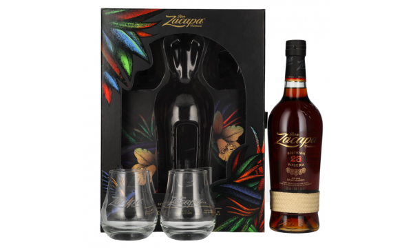 Ron Zacapa Centenario 23 SISTEMA SOLERA Gran Reserva Limited Edition Design 40% Vol. 0,7l dovanų dėžutėje su 2 taurėmis