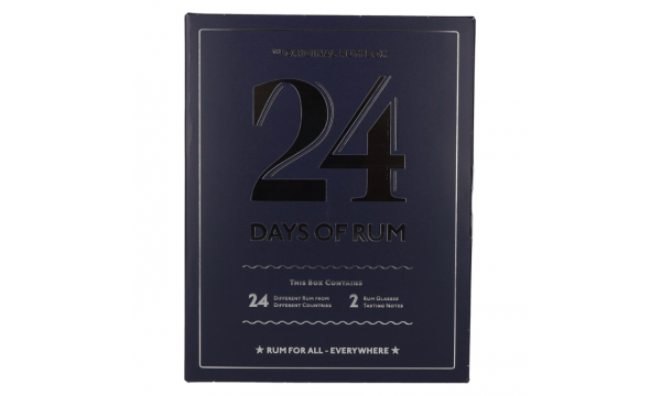 1423 24 DAYS OF RUM The Original Rum Box Blue Edition 42,5% Vol. 24x0,02l dovanų dėžutėje su 2 taurelėmis