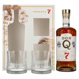 Don Q RESERVA Añejo 7 Años Puerto Rican Rum 40% Vol. 0,7l dovanų dėžutėje su 2 taurėmis