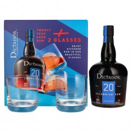 Dictador 20 Years Old ICON RESERVE Colombian Rum 40% Vol. 0,7l dovanų dėžutėje su 2 taurėmis