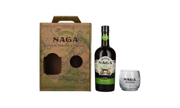 Naga JAVA RESERVE Double Cask Aged 40% Vol. 0,7l dovanų dėžutėje su taure