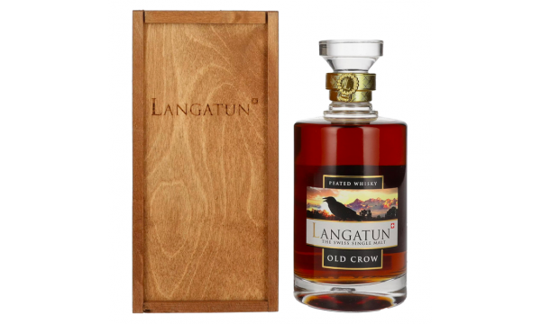 Langatun OLD CROW Peated Swiss Single Malt Whisky 46% Vol. 0,5l dovanų dėžutėje