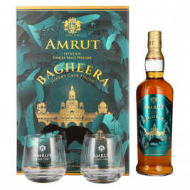 Amrut BAGHEERA Indian Single Malt Whisky Sherry Cask Finish 46% Vol. 0,7l dovanų dėžutėje su 2 taurėmis