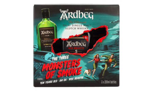 Rinkinys Ardbeg The Three MONSTERS OF SMOKE 46,7% Vol. 3x0,2l dovanų dėžutėje