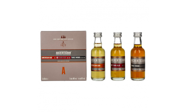 Rinkinys Auchentoshan (American Oak, 12YO, Three Wood) 41% Vol. 3x0,05l dovanų dėžutėje