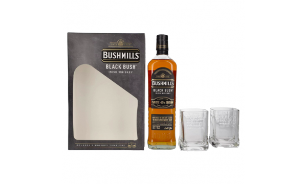 Bushmills BLACK BUSH Irish Whiskey Caviste Edition 43% Vol. 0,7l dovanų dėžutėje su 2 taurėmis