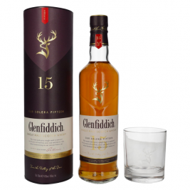 Glenfiddich 15 OUR SOLERA Single Malt Scotch Whisky 40% Vol. 0,7l dėžutėje su taure