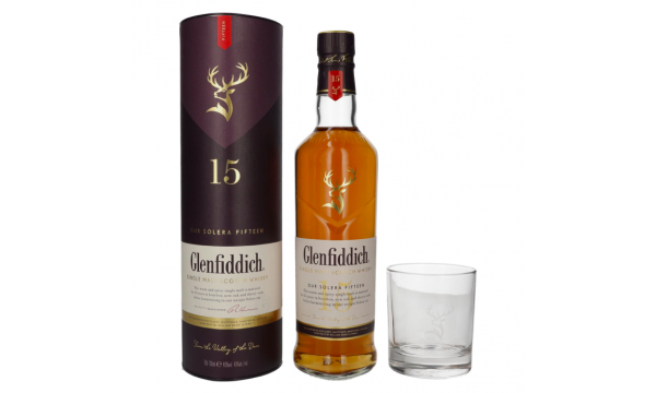 Glenfiddich 15 OUR SOLERA Single Malt Scotch Whisky 40% Vol. 0,7l dėžutėje su taure