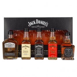 Rinkinys Jack Daniel's FAMILY OF FINE SPIRITS 39% Vol. 5x0,05l dovanų dėžutėje