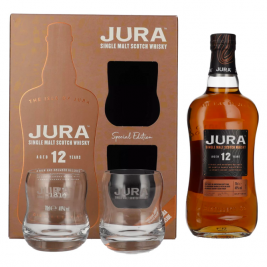 Jura 12 Years Old Single Malt Scotch Whisky 40% Vol. 0,7l dovanų dėžutėje su 2 taurėmis