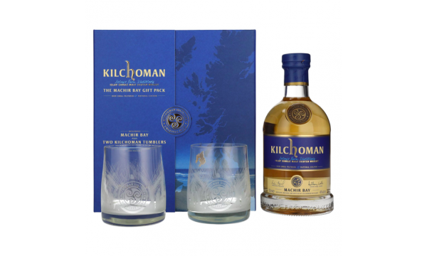 Kilchoman THE MACHIR BAY GIFT PACK 46% Vol. 0,7l dovanų dėžuteje su 2 taurėmis