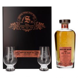 Signatory Vintage NORTH PORT BRECHIN 36 Years Old 30th ANNIVERSARY 1981 57,2% Vol. 0,7l dovanų dėžutėje su 2 taurėmis