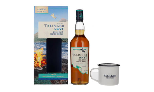 Talisker SKYE Campfire Escape Pack 45,8% Vol. 0,7l dovanų dėžutėje su originaliu puodeliu