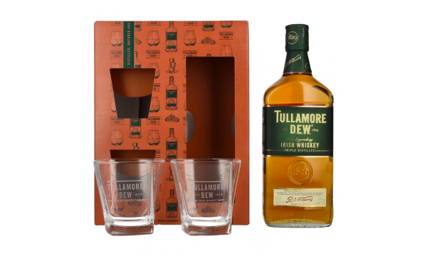 Tullamore D.E.W. Irish Whiskey 40% Vol. 0,7l dovanų dėžutėje su 2 taurėmis