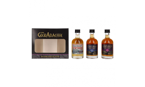 Rinkinys The GlenAllachie COLLECTION Set (12 YO + 15 YO + MacNair's 12 YO) 46% Vol. 3x0,05l dovanų dėžutėje