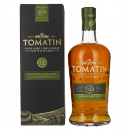 Tomatin 12 Years Old BOURBON & SHERRY CASKS 43% Vol. 1l dovanų dėžutėje