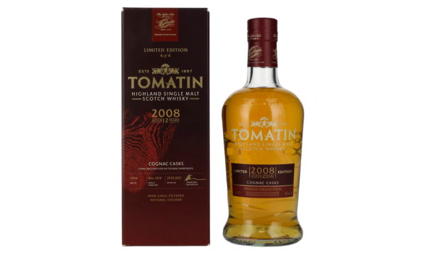 Tomatin 12 Years Old COGNAC CASKS Limited Edition 2008 46% Vol. 0,7l dovanų dėžutėje