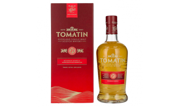 Tomatin 21 Years Old BOURBON CASKS Travel Retail Exclusive 46% Vol. 0,7l dovanų dėžutėje