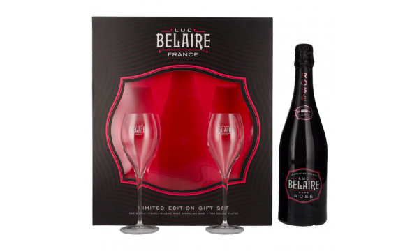 Luc Belaire Rare Rosé 12.5% Vol. 0.75l dovanų dėžutėje su 2 taurėmis 