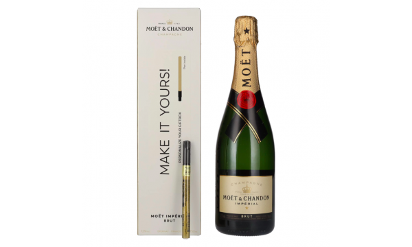 Moët & Chandon Champagne IMPÉRIAL Brut 12% Vol. 0,75l dovanų dėžutėje su auksiniu rašikliu