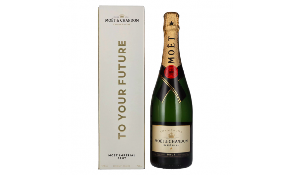 Moët & Chandon Champagne IMPÉRIAL Brut Milestones 12% Vol. 0,75l su palinkėjimais ant dėžutės