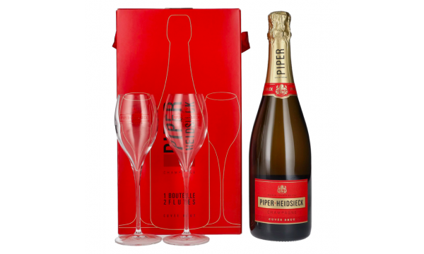 Piper-Heidsieck Champagne CUVÉE BRUT 12% Vol. 0,75l dovanų dėžutėje su 2 taurėm