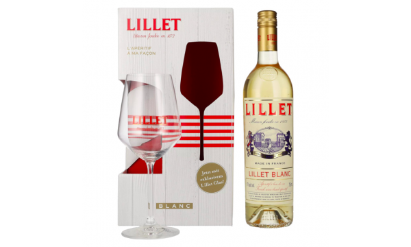 Lillet Blanc 17% Vol. 0,75l saldus, dovanų dėžutėje su taure, saldus