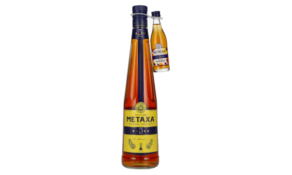 Metaxa 5 Stars 38% Vol. 0,7l plius 1 vnt Metaxa 5 Stars Greek Orange 0,05l