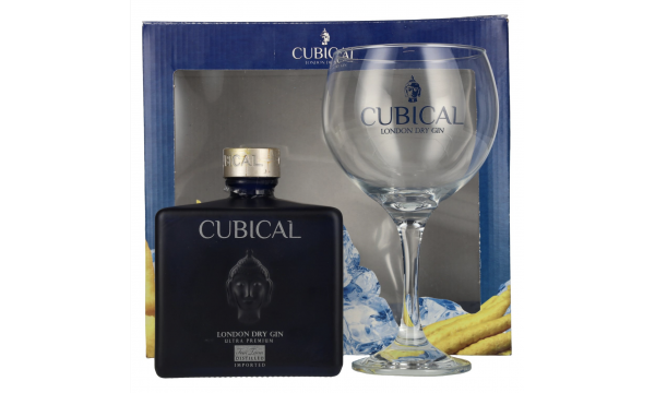 Cubical Ultra Premium London Dry Gin 45% Vol. 0,7l dovanų dėžutėje su taure