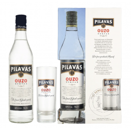 Ouzo Nektar Pilavas 40% Vol. 0.7l dovanų dėžutėje su taure
