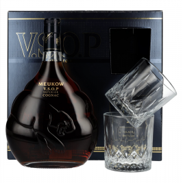 Meukow V.S.O.P Superior Cognac 40% Vol. 0,7l dovanų dėžutėje su 2 taurėmis