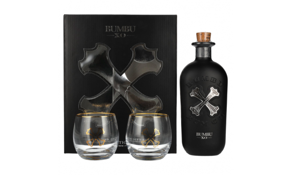 Bumbu XO Handcrafted Rum 40% Vol. 0,7l dovanų dėžutėje su 2 taurėmis