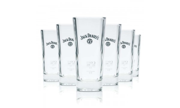 Jack Daniels Whiskey Glass Long Drink Stackable 6 VNT