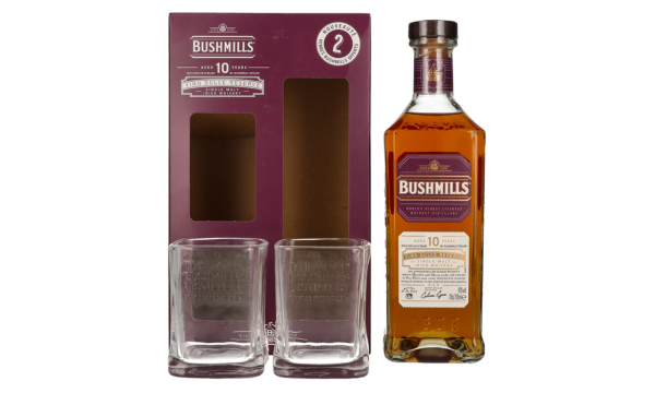 Bushmills 10 Years Old Single Malt Irish Whiskey 43% Vol. 0,7l dovanų dėžutėje su 2 taurėmis