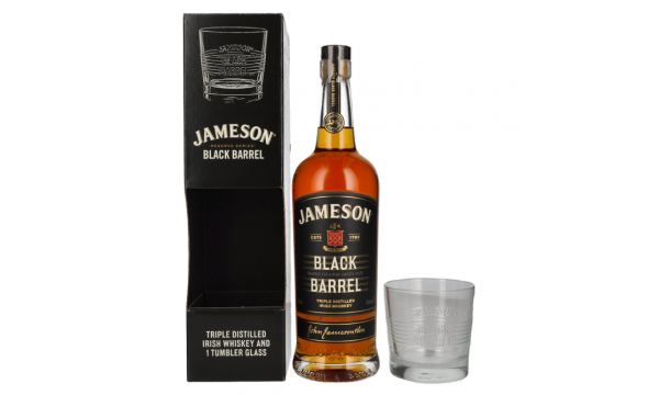 Jameson BLACK BARREL Triple Distilled Irish Whiskey 40% Vol. 0,7l dovanų dėžutėje su taure