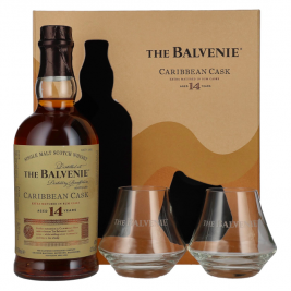 The Balvenie 14 Years Old Caribbean Cask Finish 43% Vol. 0,7l dovanų dėžutėje su 2 taurėmis