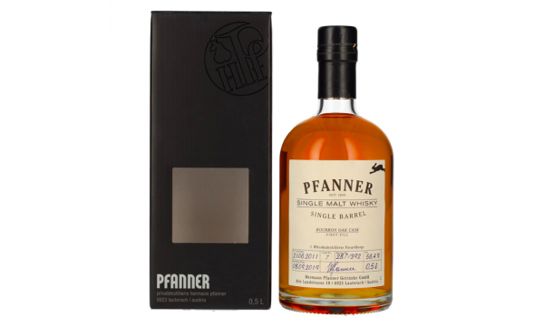 Pfanner Bourbon Oak Cask Single Malt Whisky 56,4% Vol. 0,5l dovanų dėžutėje