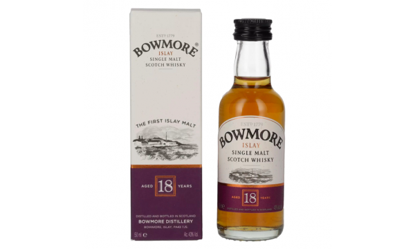 Bowmore 18 Years Old Islay Single Malt 43% Vol. 0,05l dovanų dėžutėje