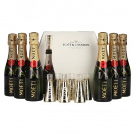 Moët & Chandon Champagne AT HOME PACK 12% Vol. 6x0,2l dovanų dėžutėje with Bottle Sippers, briutas