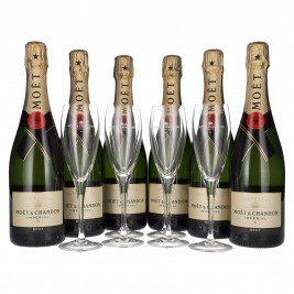 Moët & Chandon Champagne IMPÉRIAL Brut 12,5% Vol. 6x0,75l dovanų dėžutėje su 6 taurėmis, briutas