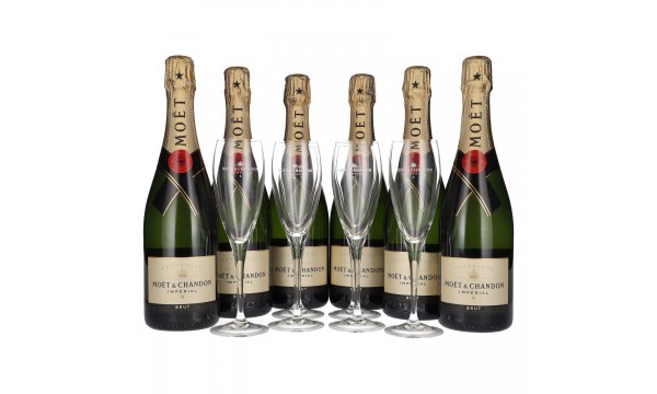 Moët & Chandon Champagne IMPÉRIAL Brut 12,5% Vol. 6x0,75l dovanų dėžutėje su 6 taurėmis, briutas Moët & Chandon Champagne IMPÉRIAL Brut 12,5% Vol. 6x0,75l dovanų dėžutėje su 6 taurėmis, briutas