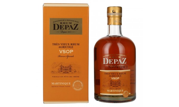 Depaz Rhum Très Agricole Vieux VSOP 45% Vol. 0,7l dovanų dėžutėje Depaz Rhum Très Agricole Vieux VSOP 45% Vol. 0,7l dovanų dėžutėje